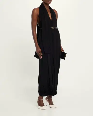 Loewe Backless Draped Crepe Maxi Dress | Thumbnail 4 Loewe Backless Draped Crepe Maxi Dress | Thumbnail 4