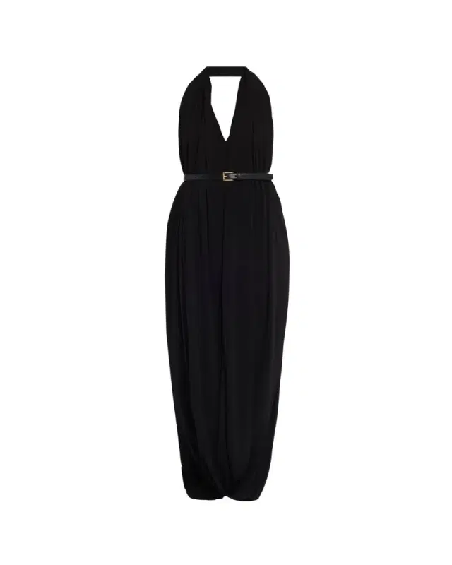LOEWE Backless Draped Crepe Maxi Dress