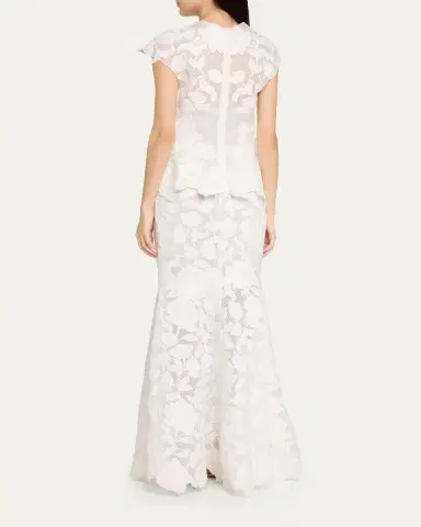 SIMKHAI Eloisa Floral-Embroidered Mesh Mermaid Gown | Thumbnail 3