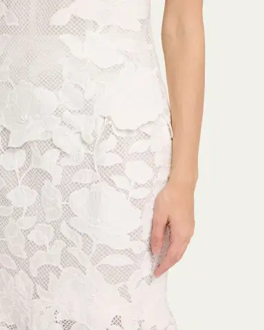 SIMKHAI Eloisa Floral-Embroidered Mesh Mermaid Gown | Thumbnail 5