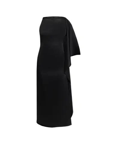 Courrèges High-Neck Draped Satin Midi Dress | Thumbnail 1