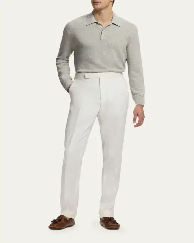 Ralph Lauren Purple Label Men's Cashmere-Linen Polo Sweater | Thumbnail 2