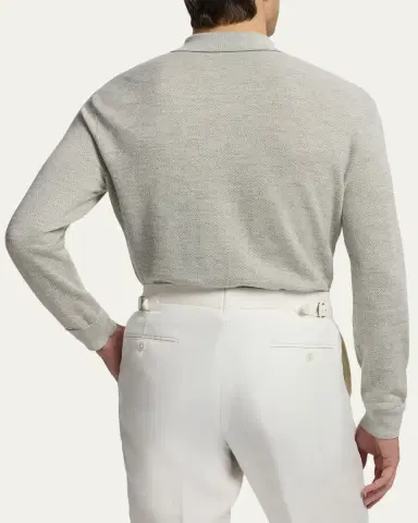 Ralph Lauren Purple Label Men's Cashmere-Linen Polo Sweater | Thumbnail 3