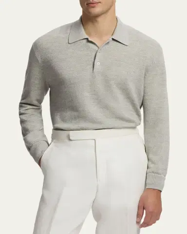 Ralph Lauren Purple Label Men's Cashmere-Linen Polo Sweater | Thumbnail 4