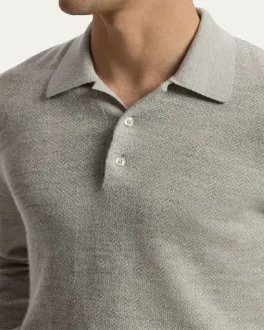 Ralph Lauren Purple Label Men's Cashmere-Linen Polo Sweater | Thumbnail 5