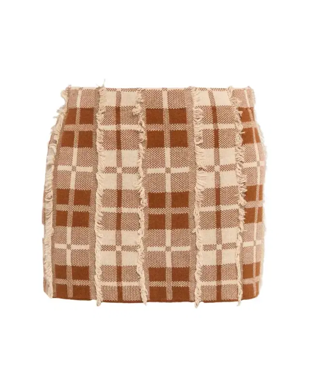 Guest in Residence Fringe Plaid Mini Skirt