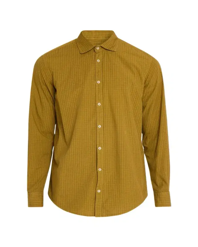 Massimo Alba Men's Micro Check Canary Cotton Shirt