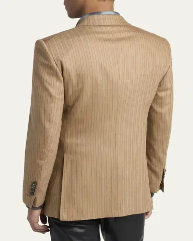 Tom Ford Men's Herringbone Wool Stripe Double-Breasted Sport Coat | Thumbnail 3 Tom Ford Men's Herringbone Wool Stripe Double-Breasted Sport Coat | Thumbnail 3