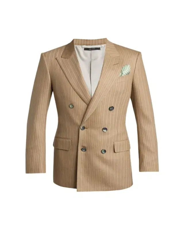 TOM FORD Men's Herringbone Wool Stripe Double-Breasted Sport Coat