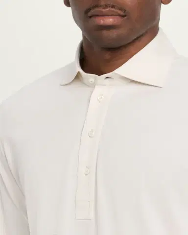 Brunello Cucinelli Men's Cotton Jersey Long-Sleeve Polo Shirt | Thumbnail 5