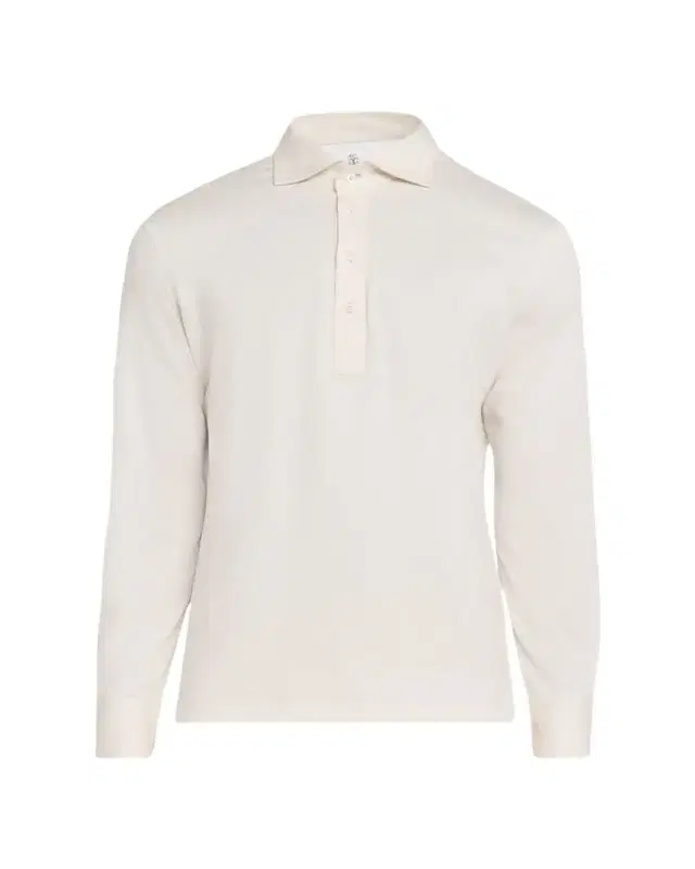 Brunello Cucinelli Men's Cotton Jersey Long-Sleeve Polo Shirt