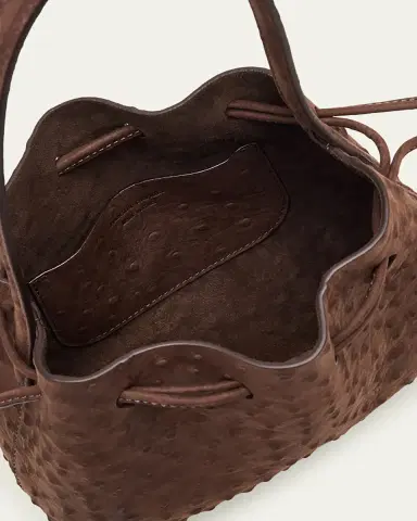 MANSUR GAVRIEL Ostrich-Embossed Leather Drawstring Top-Handle Pouch | Thumbnail 4