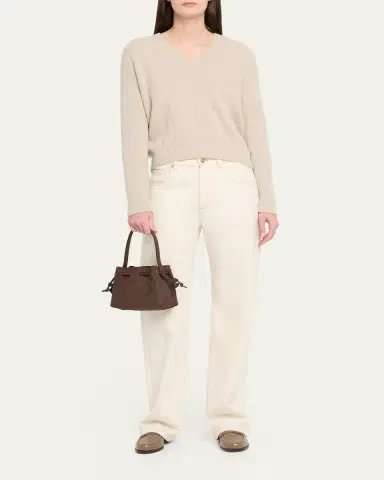 MANSUR GAVRIEL Ostrich-Embossed Leather Drawstring Top-Handle Pouch | Thumbnail 5