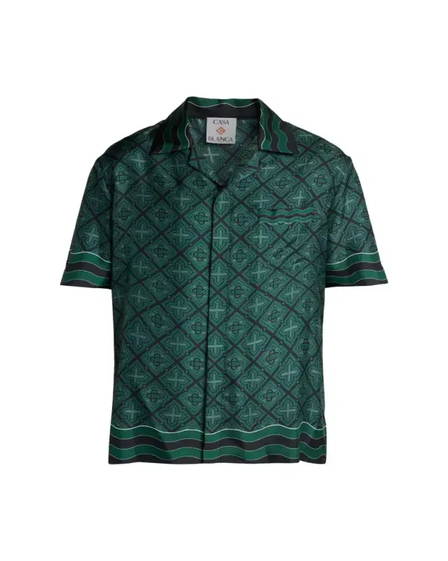 Casablanca Men's Radiating Monogram Silk Shirt