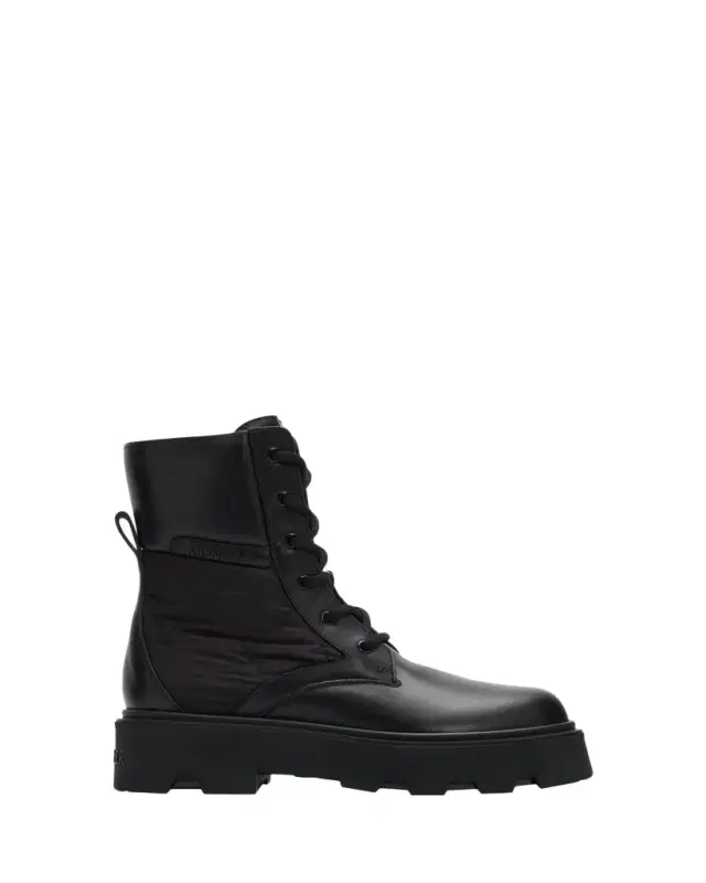 Moncler Aurea Quilted-Inset Leather Ankle Boots