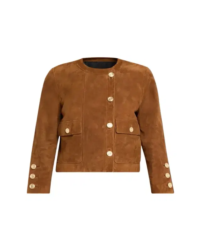 Saint Laurent Suede Collarless Short Jacket