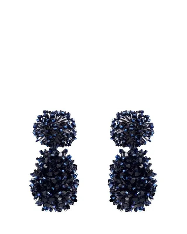 Oscar de la Renta Beaded Cluster Drop Earrings