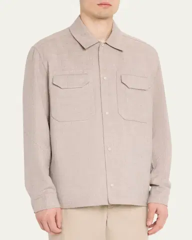 Sease Men's Double Wool-Cashmere Overshirt | Thumbnail 4