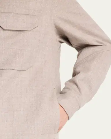 Sease Men's Double Wool-Cashmere Overshirt | Thumbnail 5