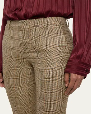 Saint Laurent Puppytooth Prince of Wales Wool Flared Pants | Thumbnail 5 Saint Laurent Puppytooth Prince of Wales Wool Flared Pants | Thumbnail 5