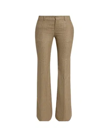 Saint Laurent Puppytooth Prince of Wales Wool Flared Pants | Thumbnail 1 Saint Laurent Puppytooth Prince of Wales Wool Flared Pants | Thumbnail 1