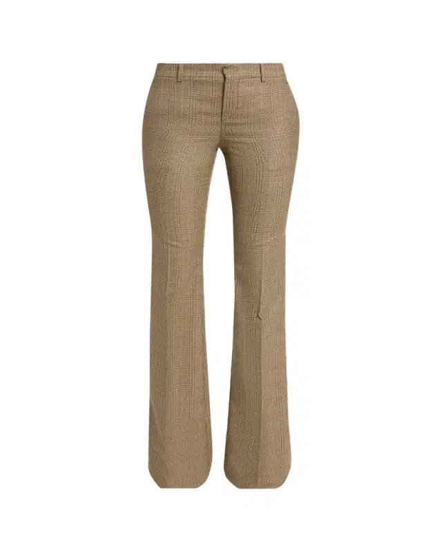 Saint Laurent Puppytooth Prince of Wales Wool Flared Pants