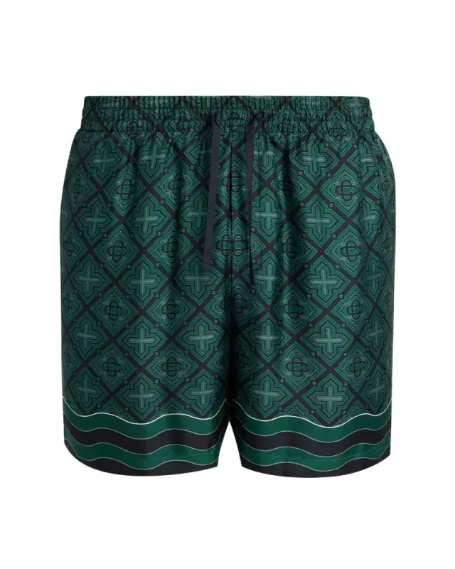 Casablanca Men's Radiating Monogram Silk Shorts