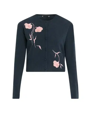 Erdem Flower Embroidered Cashmere-Wool Crewneck Cardigan | Thumbnail 1 Erdem Flower Embroidered Cashmere-Wool Crewneck Cardigan | Thumbnail 1