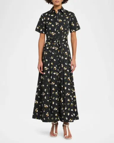Adam Lippes Leighton Floral-Print Belted Midi Shirtdress | Thumbnail 2 Adam Lippes Leighton Floral-Print Belted Midi Shirtdress | Thumbnail 2