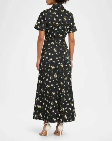 Adam Lippes Leighton Floral-Print Belted Midi Shirtdress | Thumbnail 3 Adam Lippes Leighton Floral-Print Belted Midi Shirtdress | Thumbnail 3