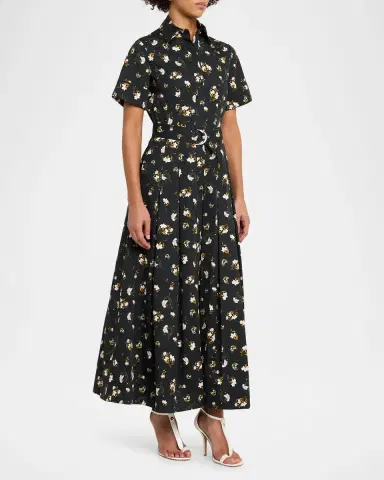 Adam Lippes Leighton Floral-Print Belted Midi Shirtdress | Thumbnail 4 Adam Lippes Leighton Floral-Print Belted Midi Shirtdress | Thumbnail 4