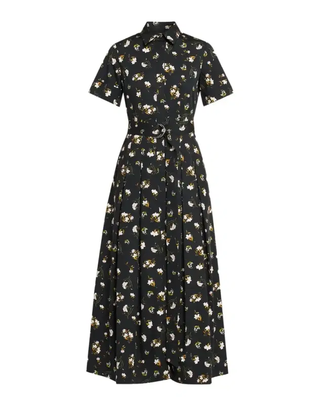 Adam Lippes Leighton Floral-Print Belted Midi Shirtdress