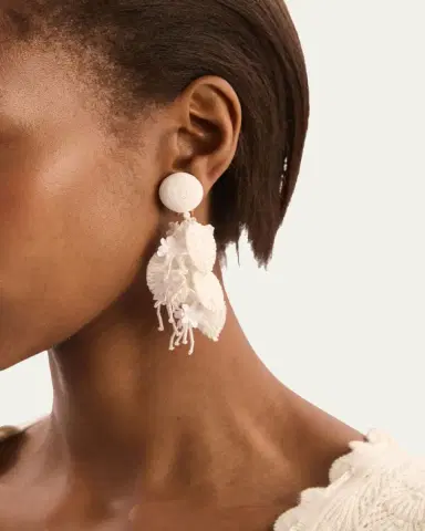 Oscar de la Renta Raffia Tassel Bouquet Clip-On Earrings | Thumbnail 2