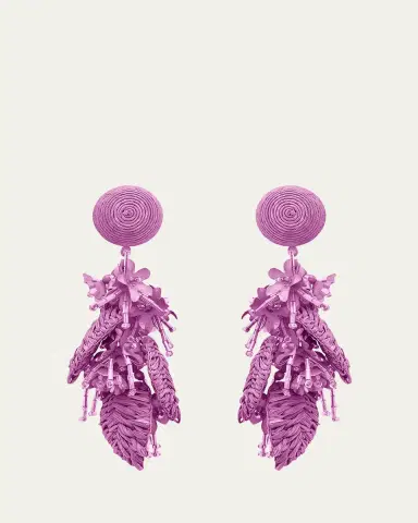 Oscar de la Renta Raffia Tassel Bouquet Clip-On Earrings | Thumbnail 3