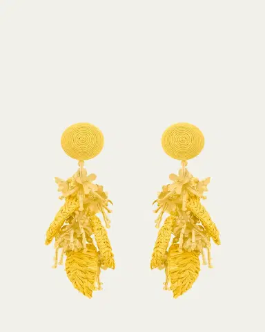 Oscar de la Renta Raffia Tassel Bouquet Clip-On Earrings | Thumbnail 5