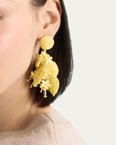 Oscar de la Renta Raffia Tassel Bouquet Clip-On Earrings | Thumbnail 6