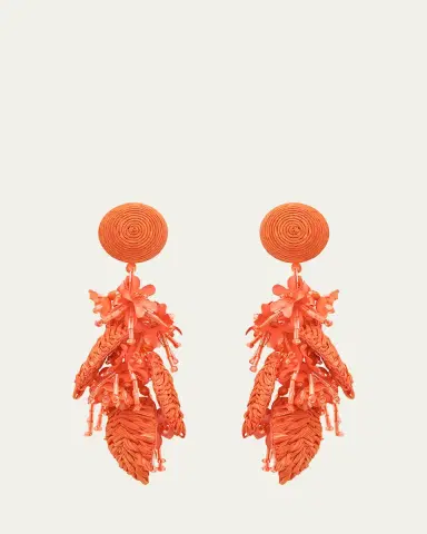 Oscar de la Renta Raffia Tassel Bouquet Clip-On Earrings | Thumbnail 7