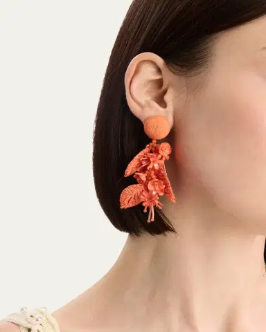 Oscar de la Renta Raffia Tassel Bouquet Clip-On Earrings | Thumbnail 8