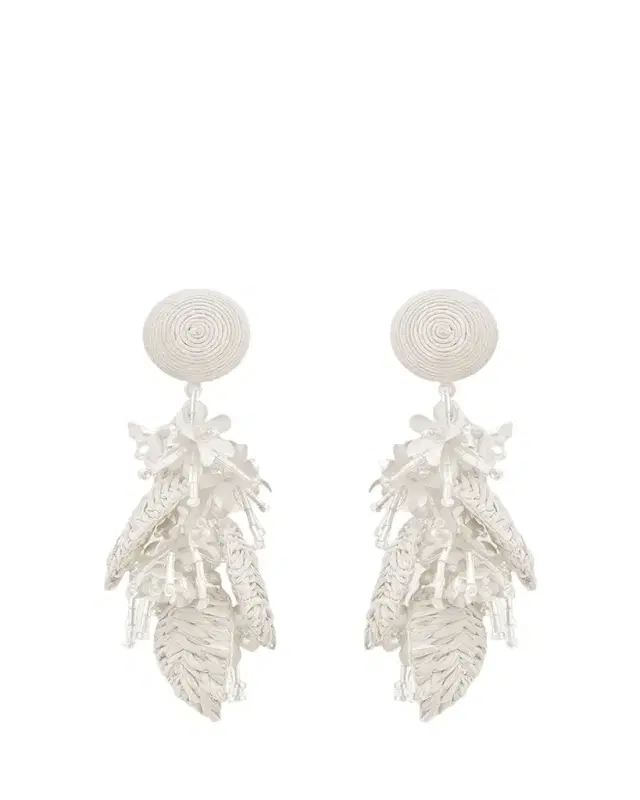 Oscar de la Renta Raffia Tassel Bouquet Clip-On Earrings