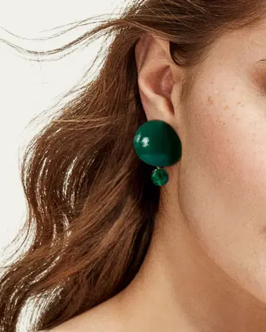 Saulé Luna 18K Gold-Plated Wood and Glass Beaded Drop Earrings, Earthbound | Thumbnail 2