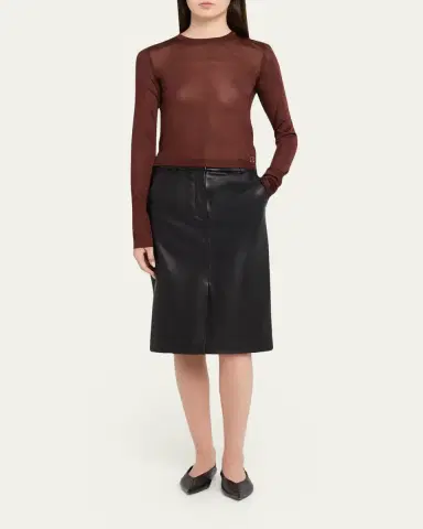 Saint Laurent Cassandre Sheer Knit Long-Sleeve Top | Thumbnail 2 Saint Laurent Cassandre Sheer Knit Long-Sleeve Top | Thumbnail 2