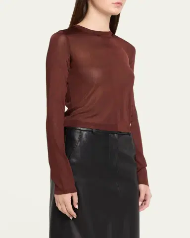 Saint Laurent Cassandre Sheer Knit Long-Sleeve Top | Thumbnail 4 Saint Laurent Cassandre Sheer Knit Long-Sleeve Top | Thumbnail 4