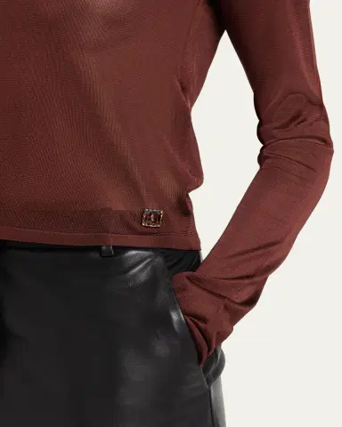 Saint Laurent Cassandre Sheer Knit Long-Sleeve Top | Thumbnail 5 Saint Laurent Cassandre Sheer Knit Long-Sleeve Top | Thumbnail 5