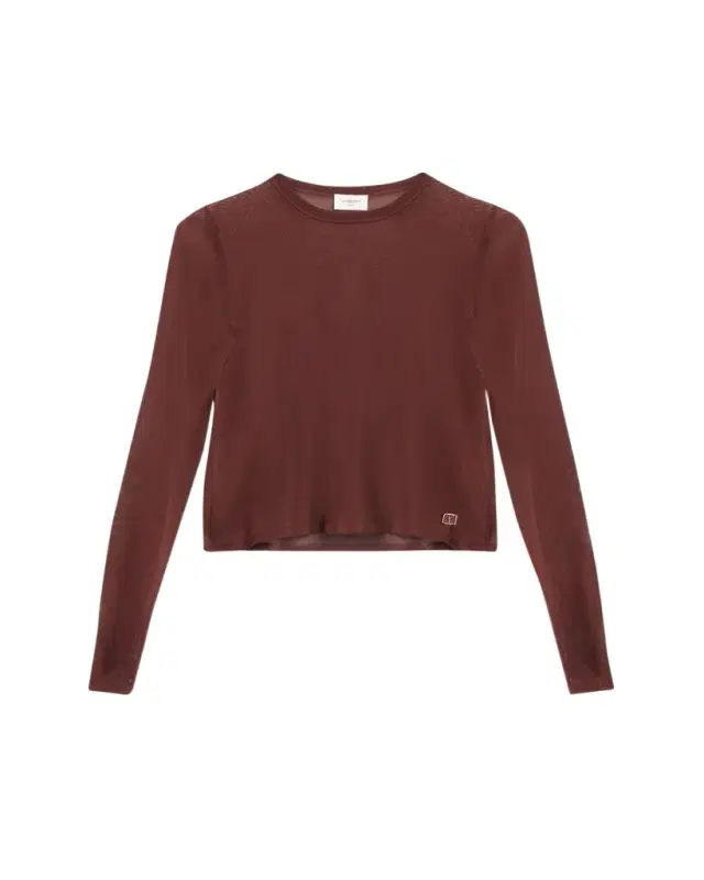 Saint Laurent Cassandre Sheer Knit Long-Sleeve Top