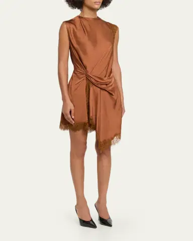 A.L.C. Dion Draped Satin Lace Mini Dress | Thumbnail 4