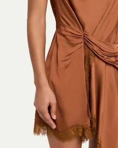 A.L.C. Dion Draped Satin Lace Mini Dress | Thumbnail 5