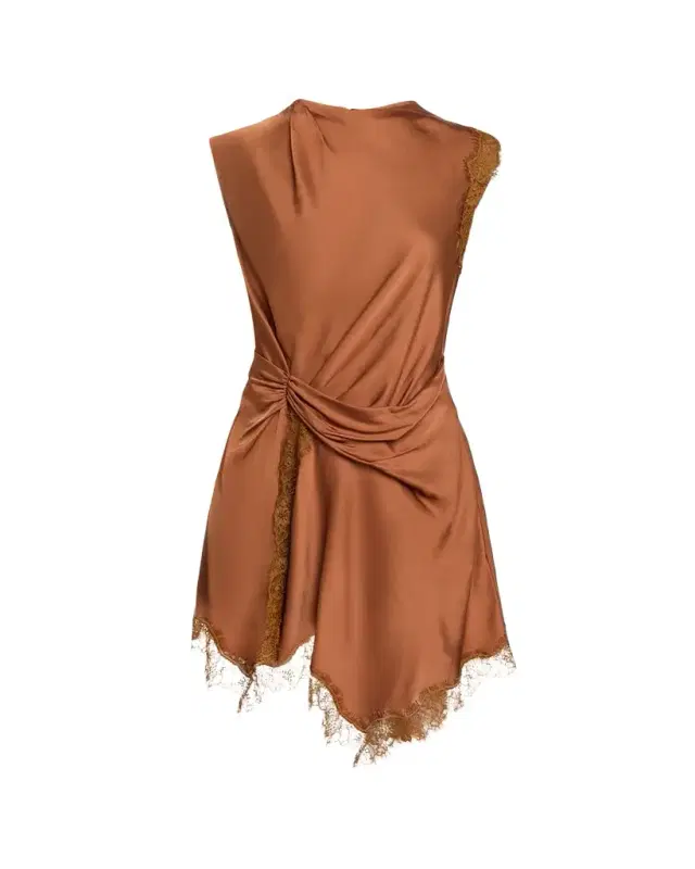 A.L.C. Dion Draped Satin Lace Mini Dress