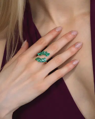 Emily P. Wheeler Emerald Marquis Ring with Apatite | Thumbnail 2