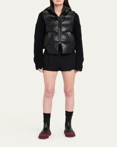 Moncler Impression Leather Hooded Down Vest | Thumbnail 2