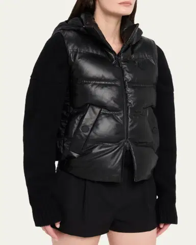 Moncler Impression Leather Hooded Down Vest | Thumbnail 4